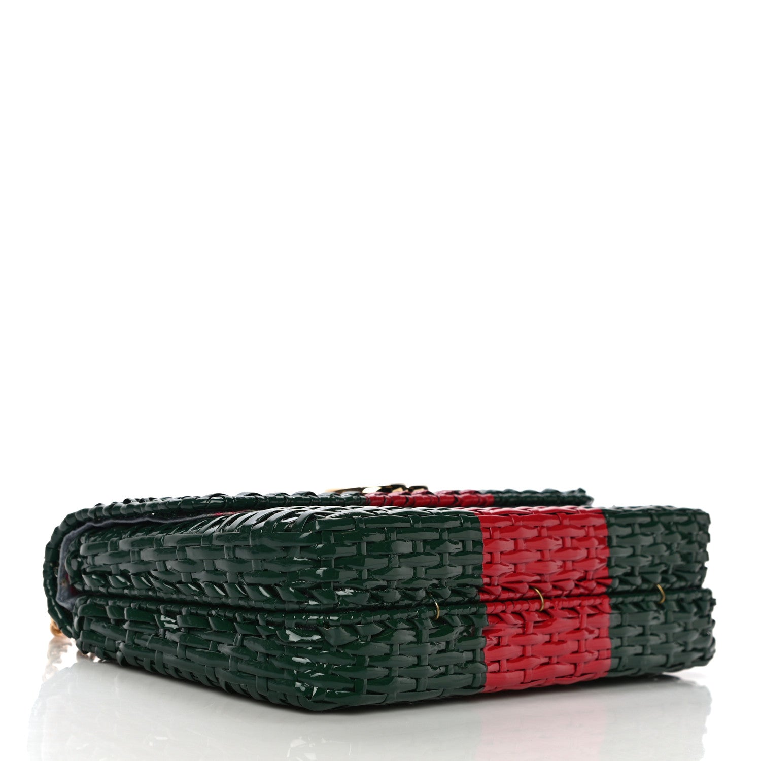 Gucci Glazed Wicker Stripe Small Cestino Shoulder Bag Green 4 of 13
