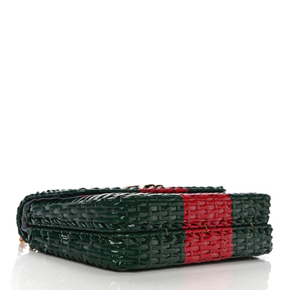 Gucci Glazed Wicker Stripe Small Cestino Shoulder Bag Green 4 of 13
