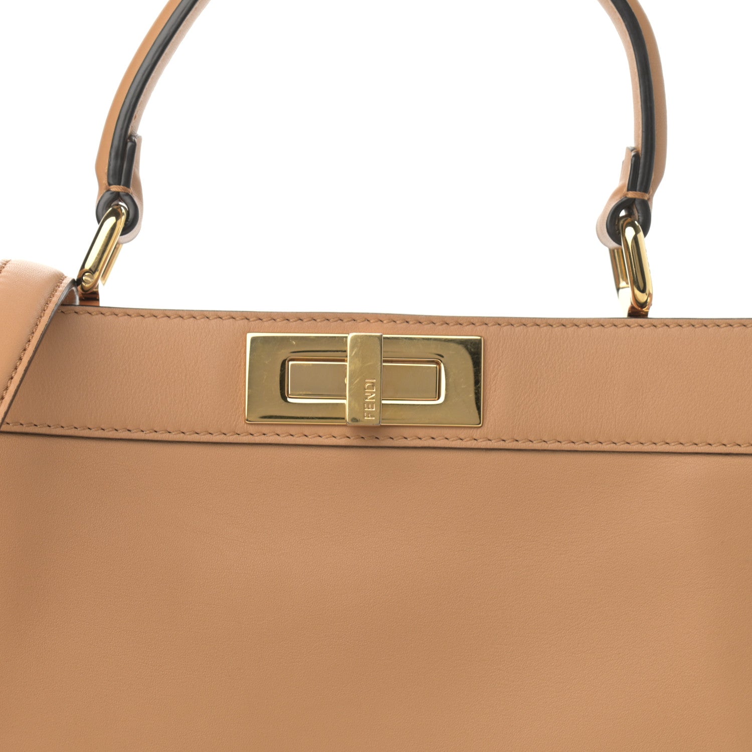 Fendi Vitello Seta Shiny Nappa Medium Peekaboo I SEE U Satchel Miele Scuro Light Rose 10 of 13
