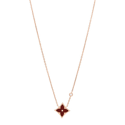 Louis Vuitton 18K Pink Gold Diamond Carnelian Color Blossom BB Star Pendant Necklace 1 of 5