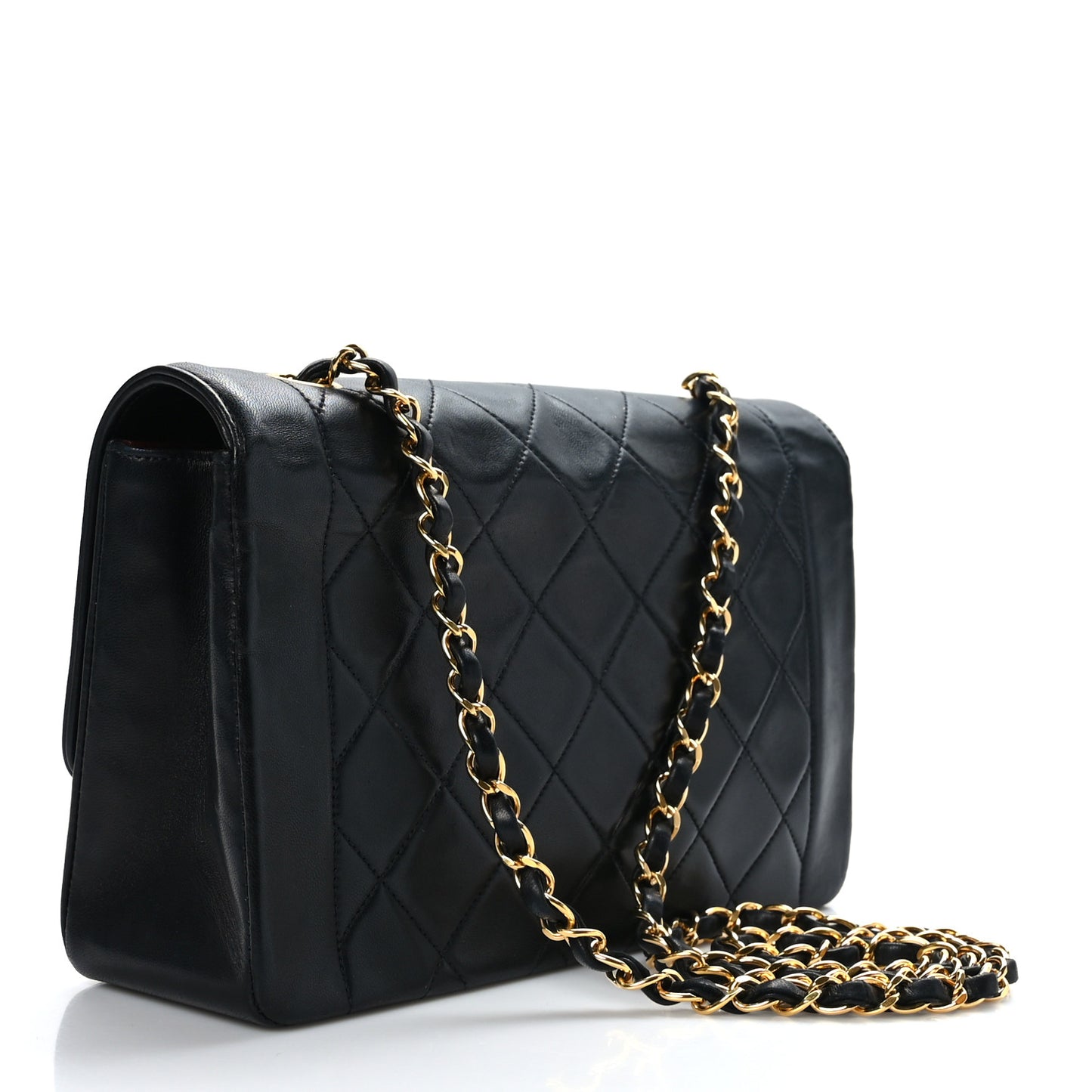 Lambskin Quilted Medium Single Flap Black