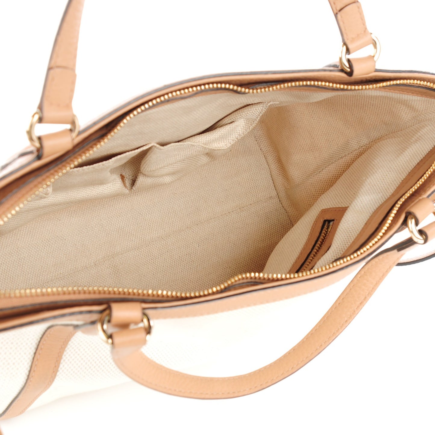 Canvas Pebbled Calfskin Small Soho Top Handle Bag Natural Rose Beige