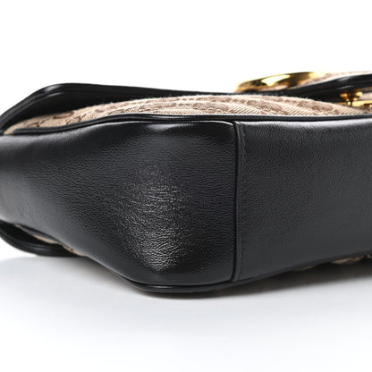 Gucci Monogram Matelasse Diagonal Small GG Marmont Shoulder Bag Beige Black 9 of 11