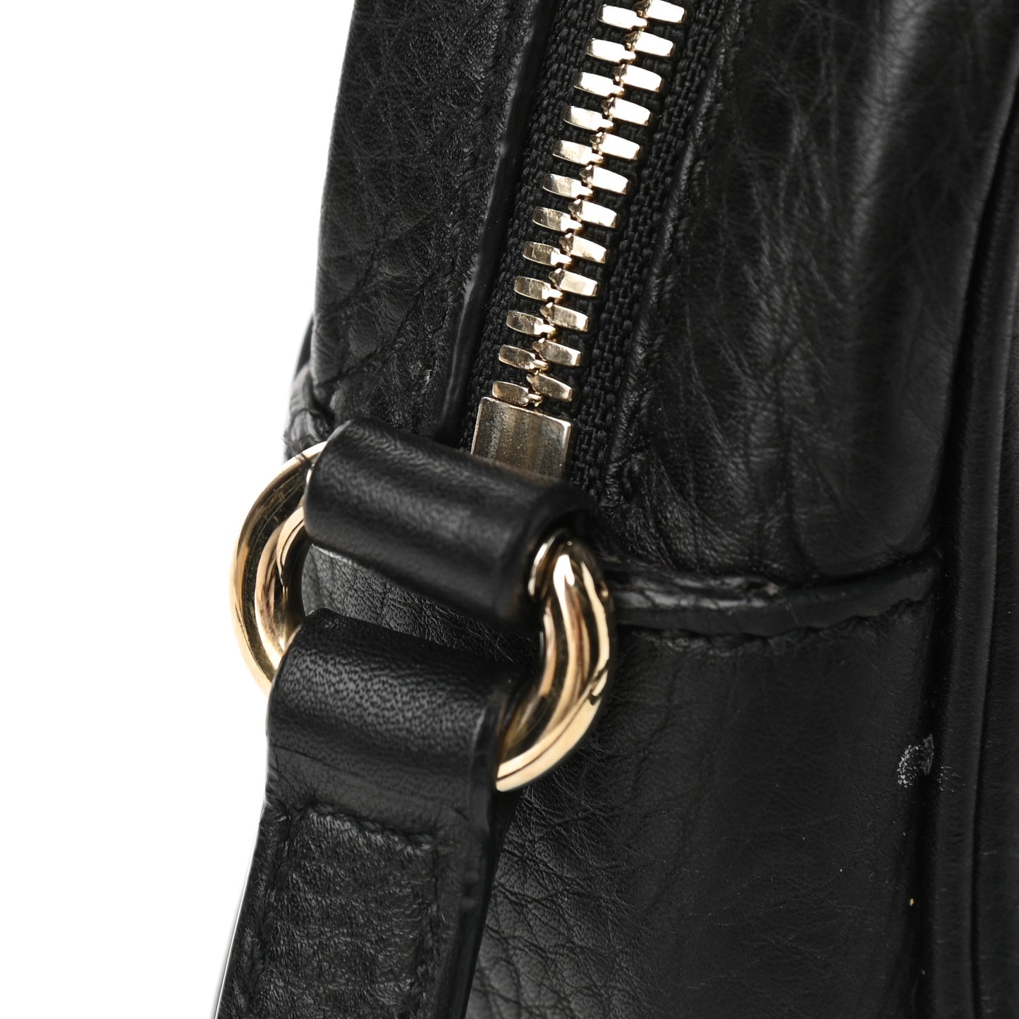 Pebbled Calfskin Small Soho Disco Bag Black