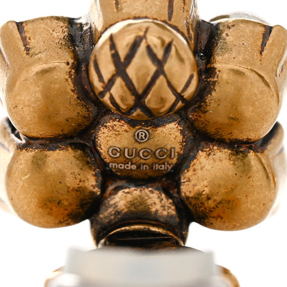 Gucci Metal Crystal Double G Clip On Earrings Aged Gold 4 of 4