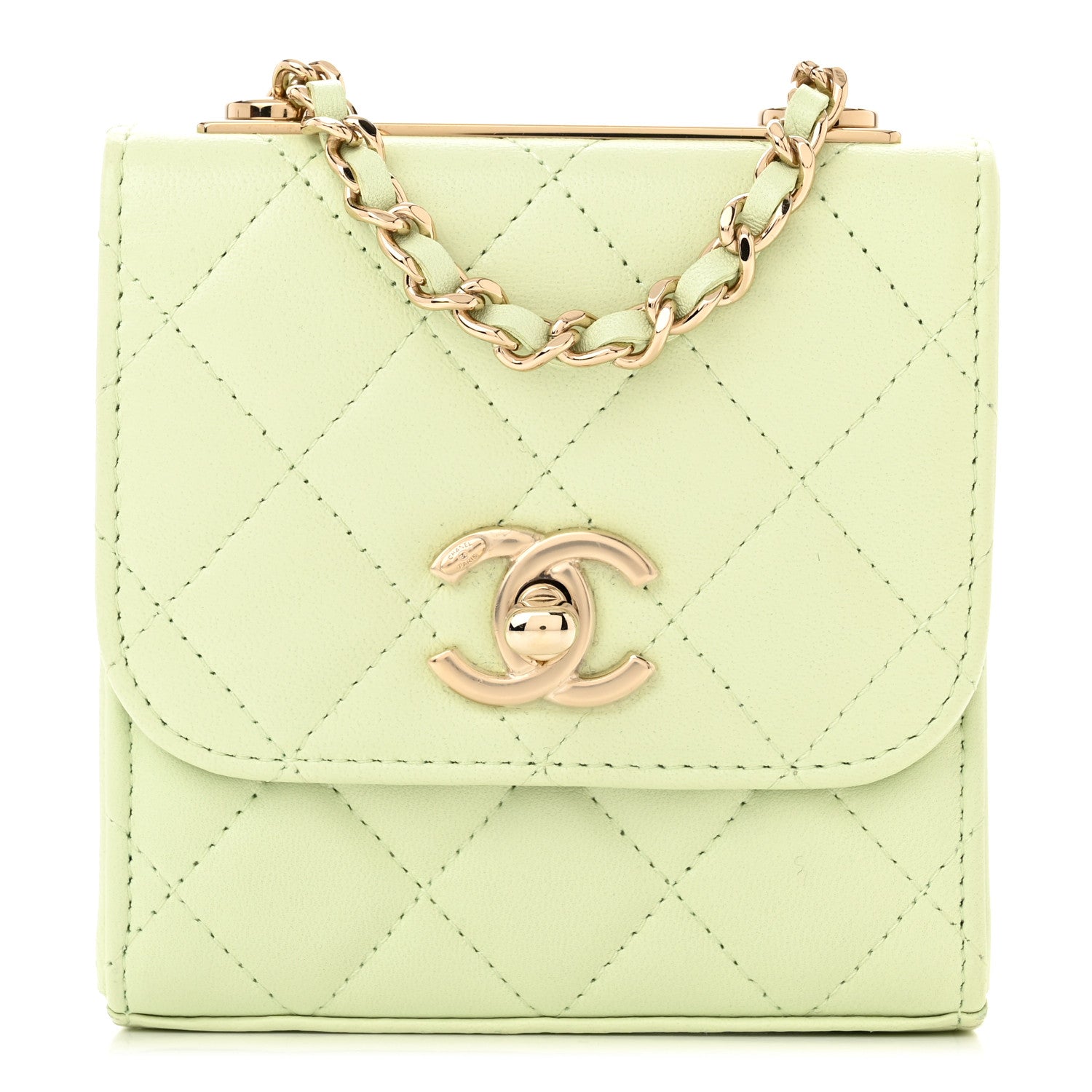 Chanel Lambskin Quilted Mini Trendy CC Chain Wallet Sea Green 1 of 11