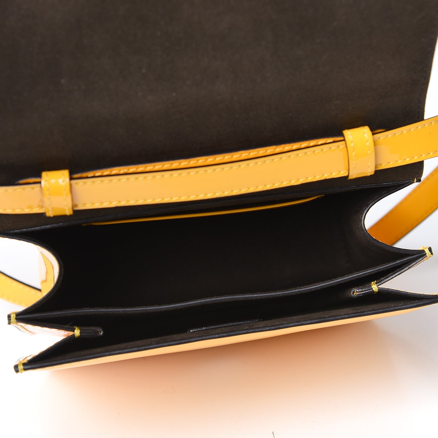 Vitello Vernice Mou Karligraphy Crossbody Bag Giallo