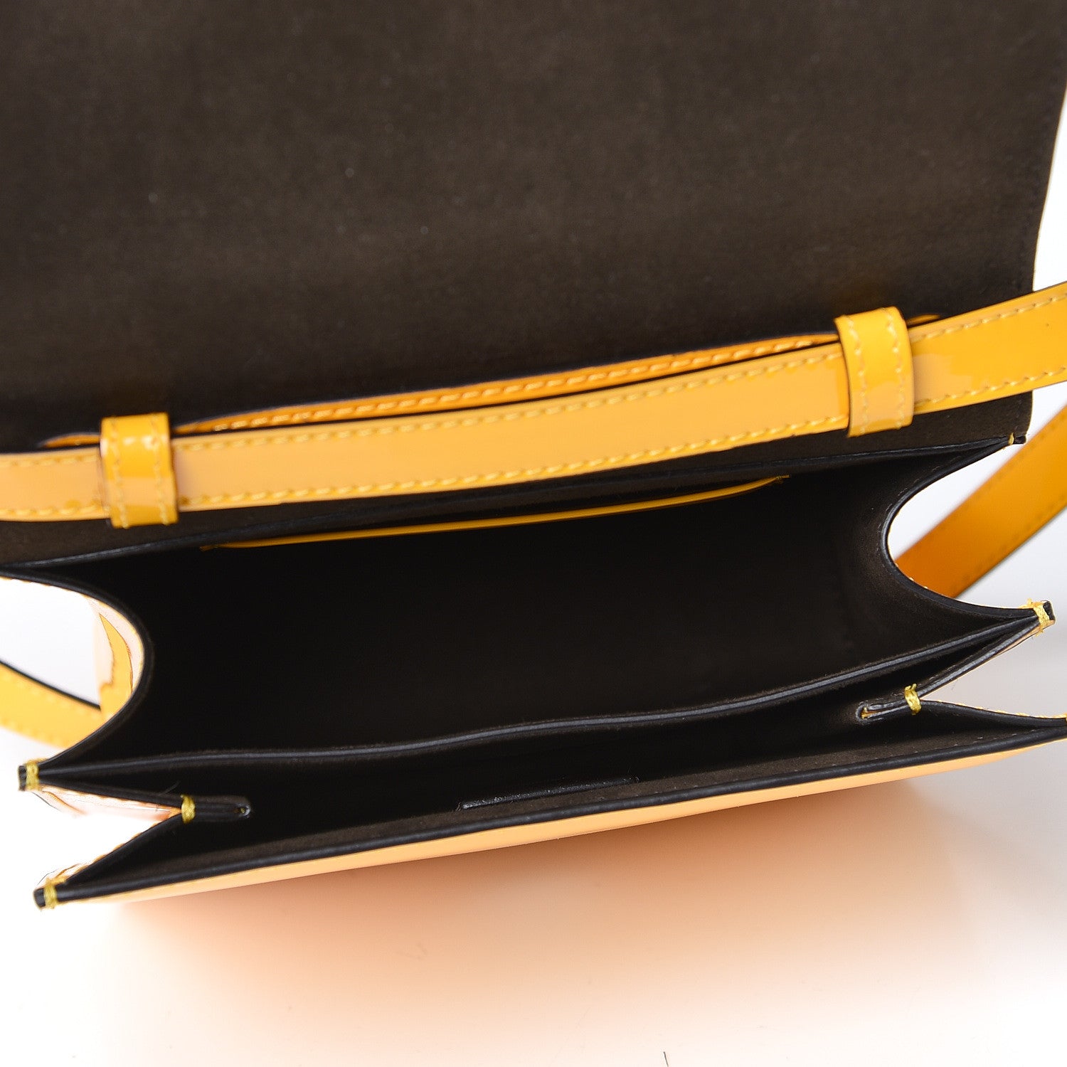 Fendi Vitello Vernice Mou Karligraphy Crossbody Bag Giallo 5 of 10