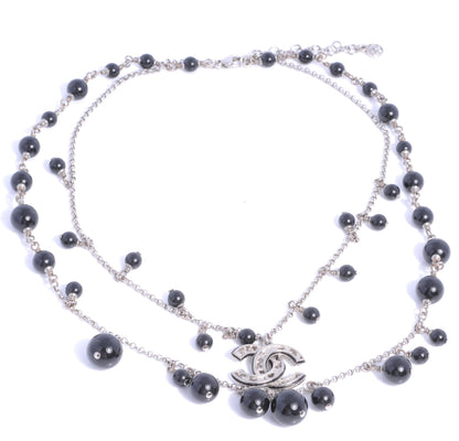 Chanel Short Beaded Double Strand CC Necklace Black 10A 3 of 5