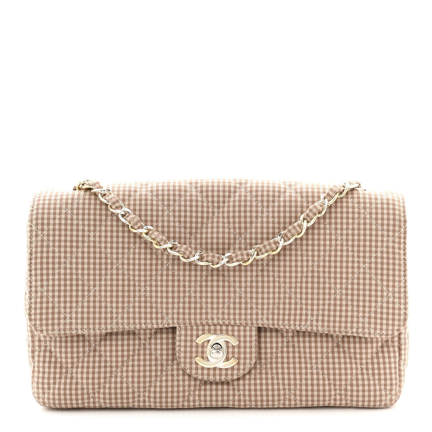 Chanel Toile Gingham Medium Single Flap Beige 1 of 11
