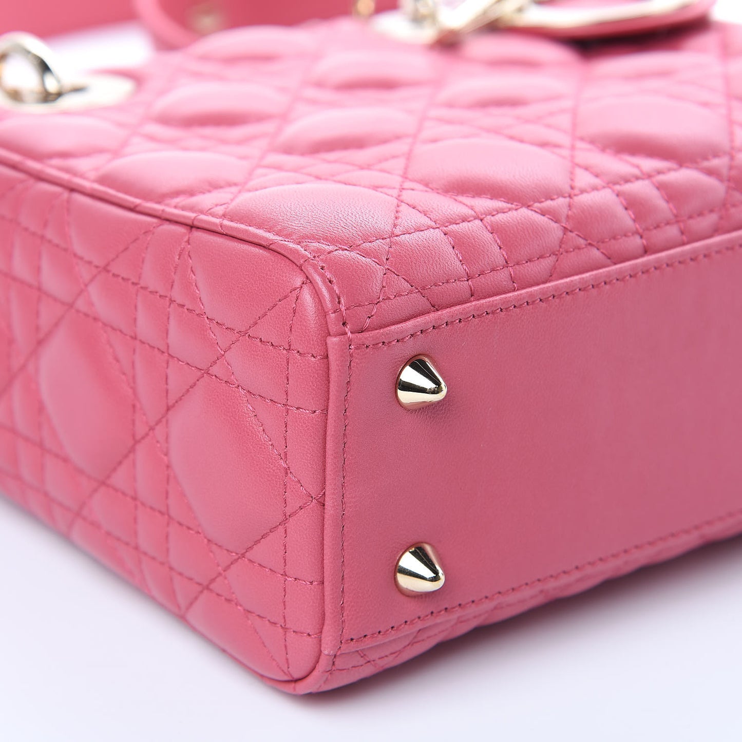 Lambskin Cannage Small Lady Dior Fraise