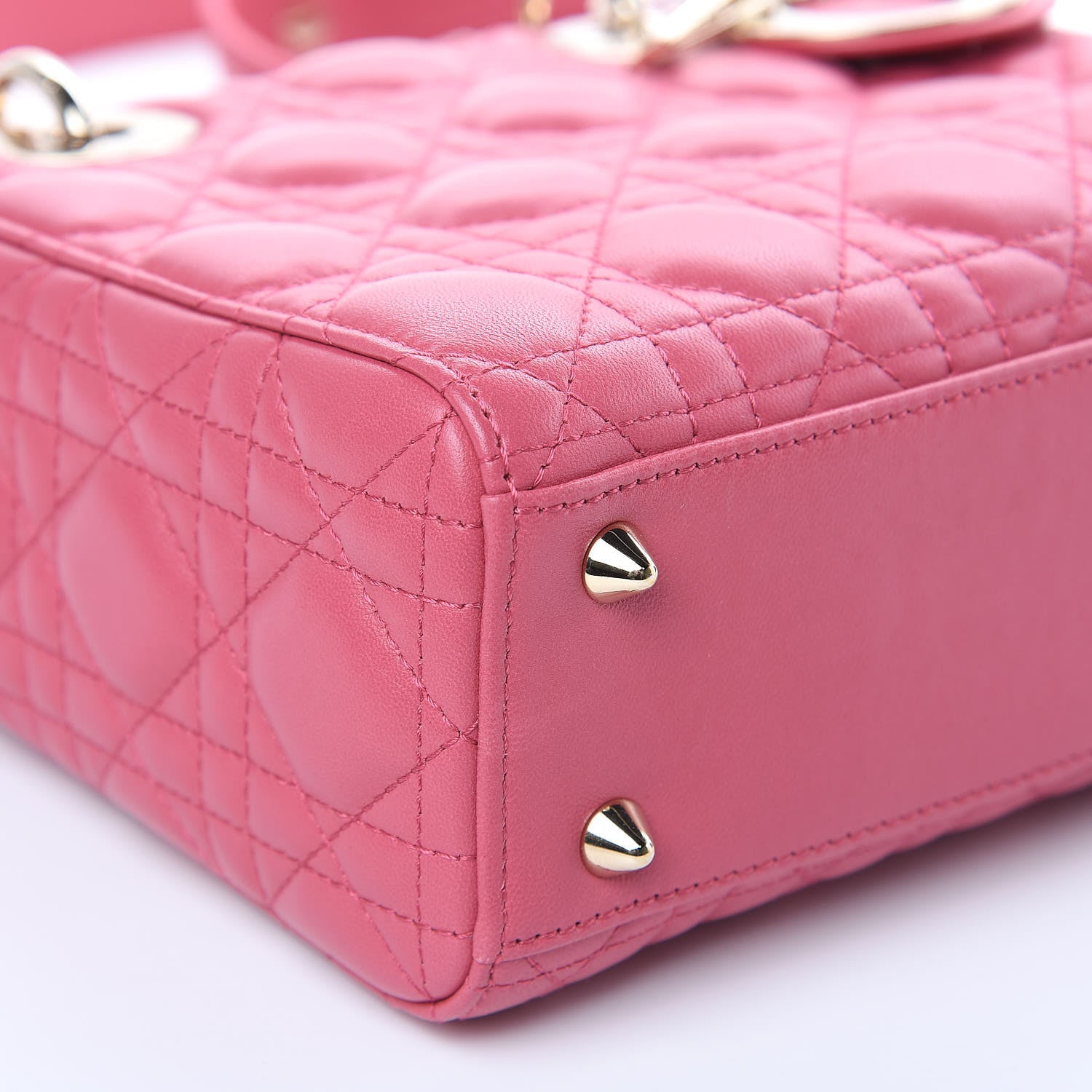 Christian Dior Lambskin Cannage Small Lady Dior Fraise 8 of 12