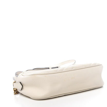 Gucci Calfskin Matelasse Small GG Marmont Chain Shoulder Bag White 4 of 19
