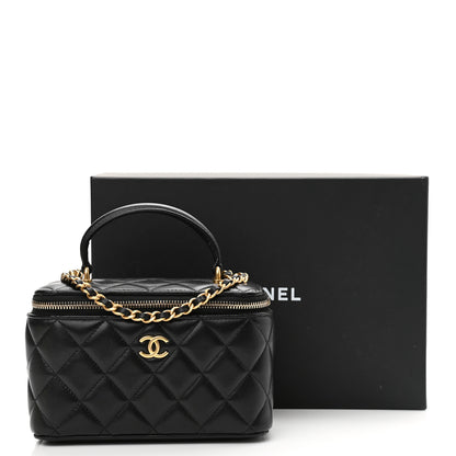 Chanel Lambskin Quilted Small Top Handle Vanity Case With Chain Black 11 of 11