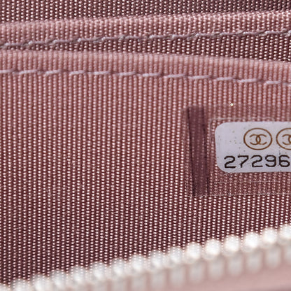 Chanel Metallic Caviar Chevron Quilted Vintage Mademoiselle Zip Coin Purse Pink 7 of 8
