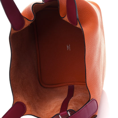Hermes Taurillon Clemence Swift Eclat Picotin Lock 22 MM Orange Rouge Grenat 4 of 4