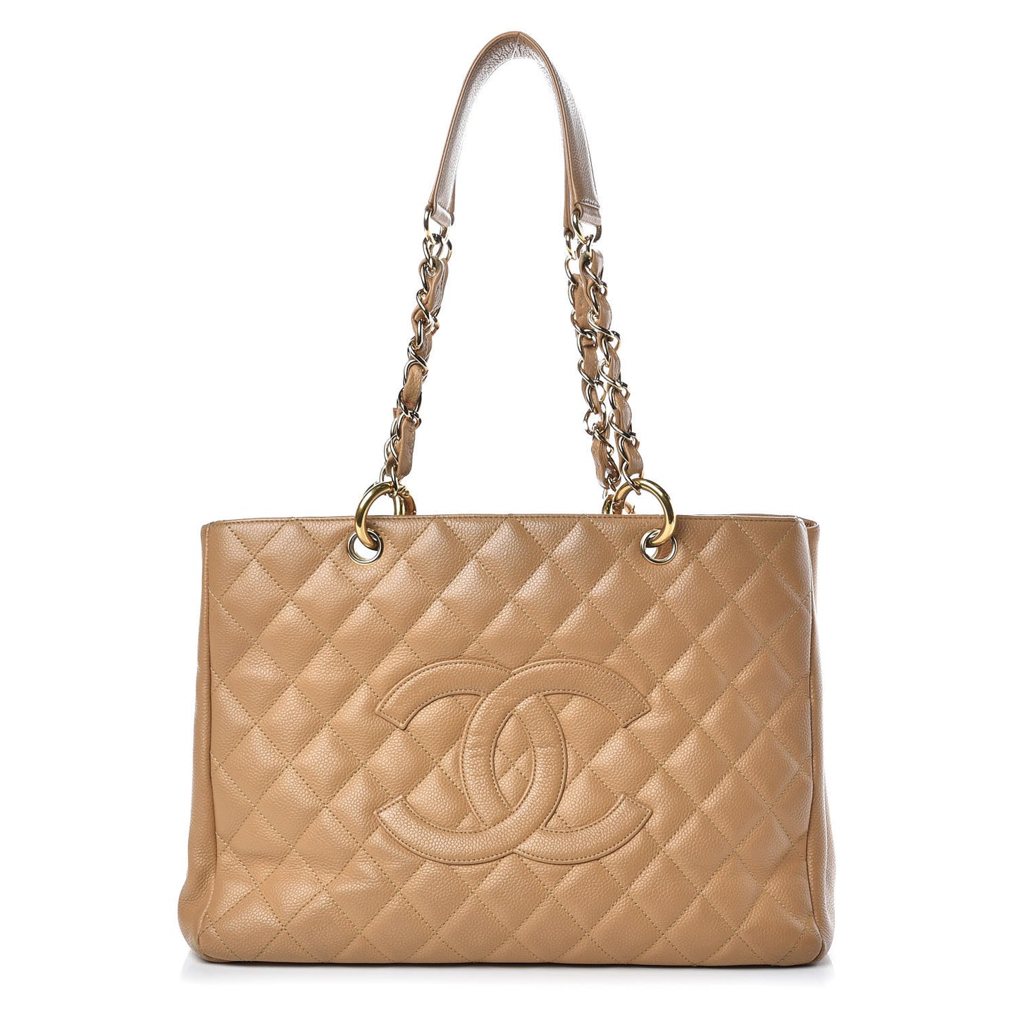 Caviar Quilted Grand Shopping Tote GST Beige