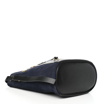 Chloe Smooth Suede Calfskin Medium Myer Double Carry Bag Black Navy 4 of 9
