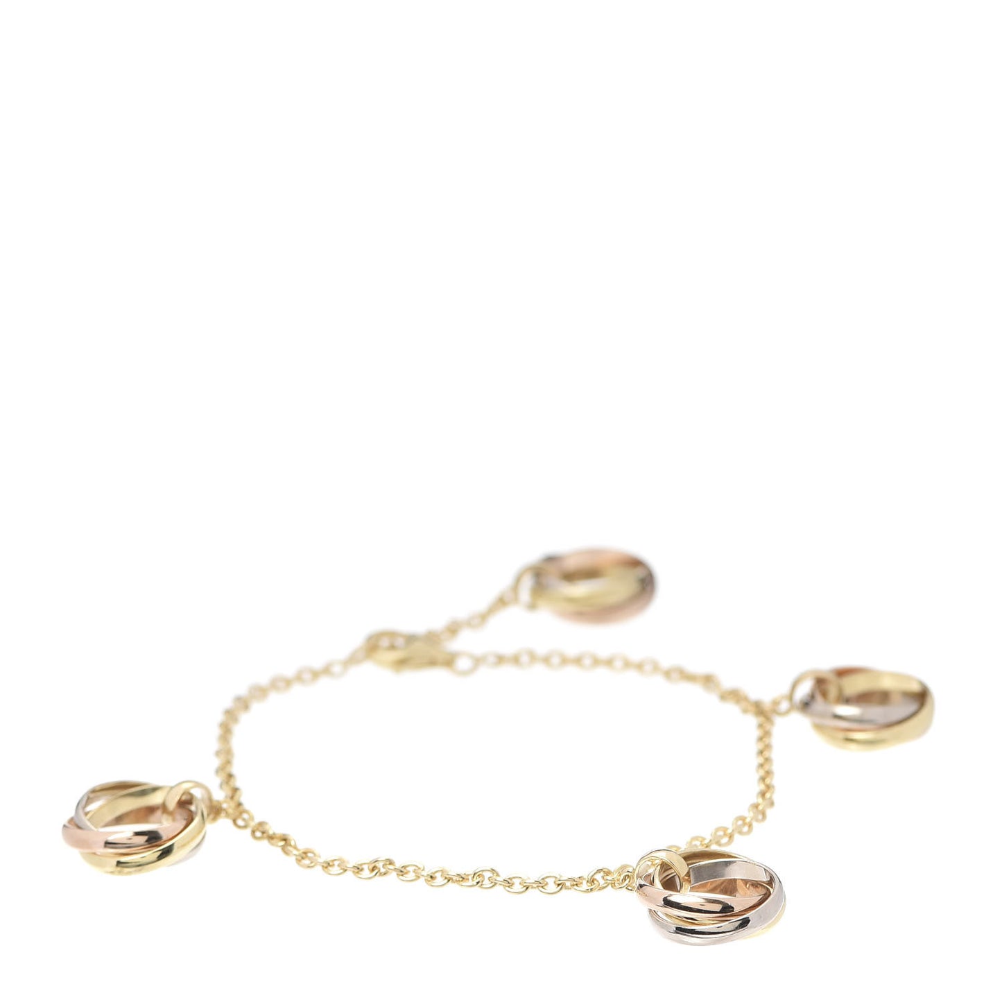 18K Pink Yellow White Gold Trinity Charm Bracelet