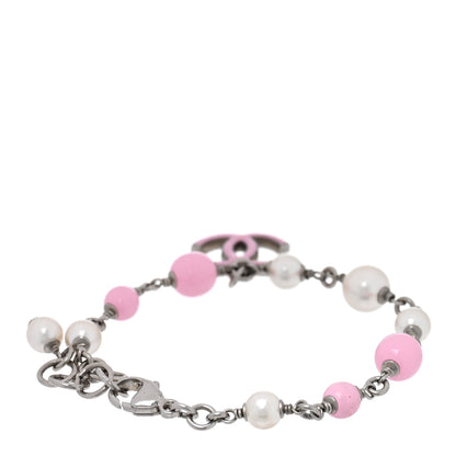 Chanel Pearl Enamel CC Bracelet Pink 3 of 5