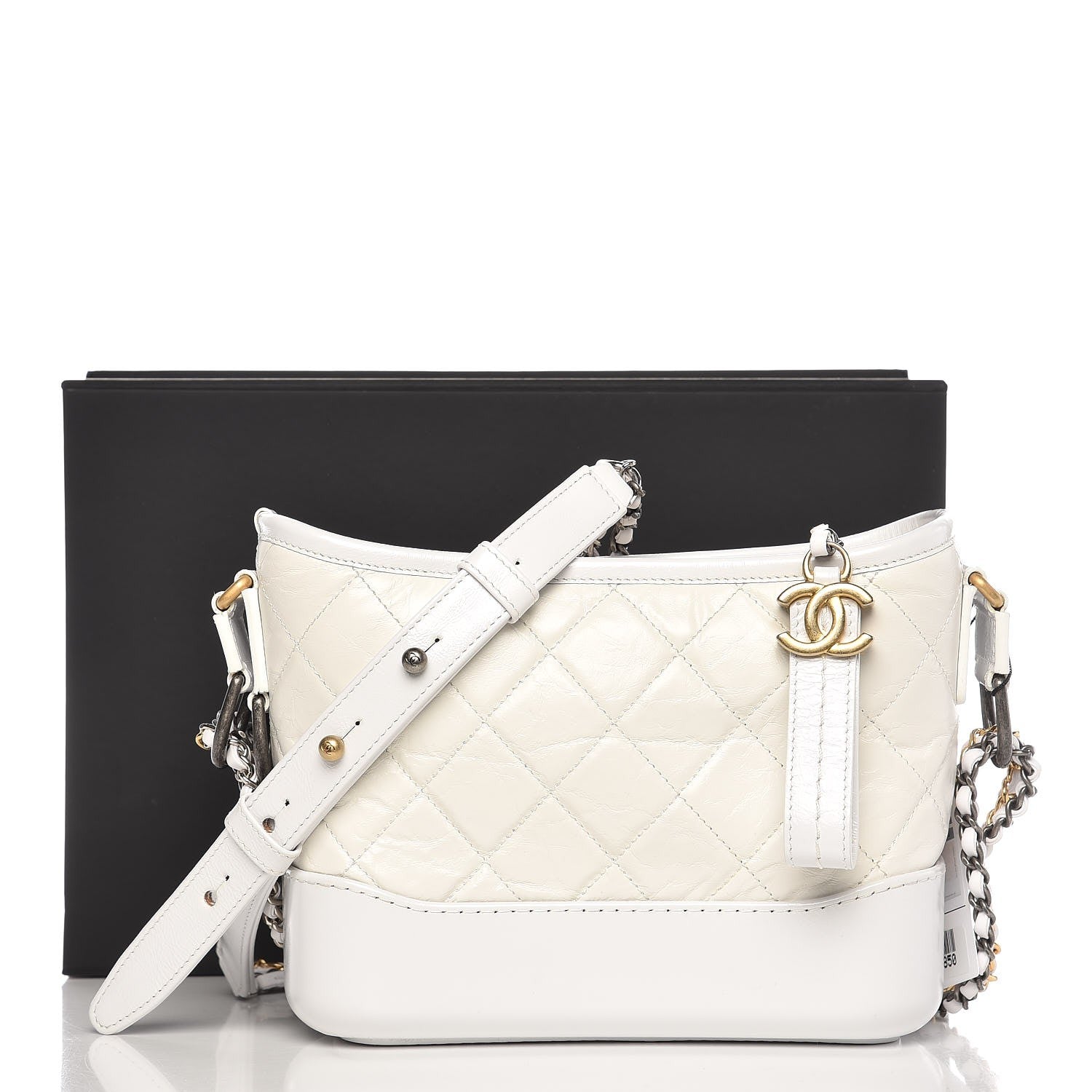 Chanel Aged Calfskin Quilted Small Gabrielle Hobo White 8 of 8