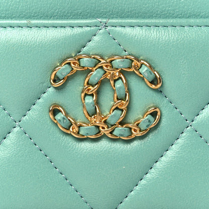 Chanel Lambskin Quilted Chanel 19 Card Holder Green 9 of 10
