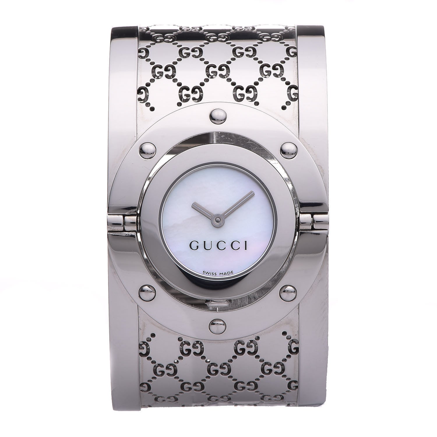 Gucci Stainless Steel Mother of Pearl 33mm Twirl Quartz Watch 1 of 6