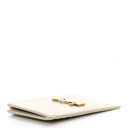 Saint Laurent Calfskin Monogram Fragments Zippered Card Case Crema Soft 4 of 12