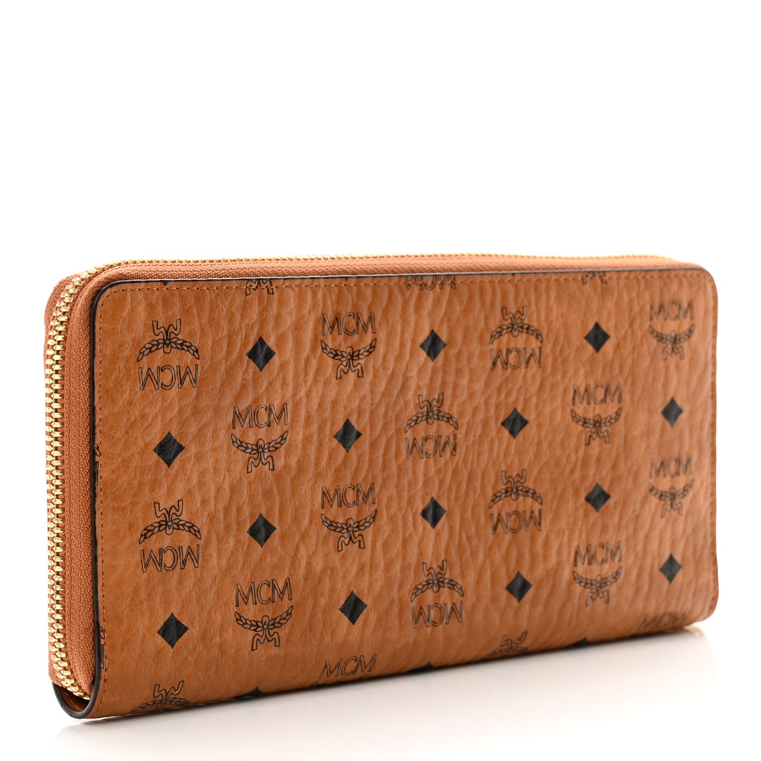 MCM Visetos Large Zip Around Wallet Cognac 3 of 7