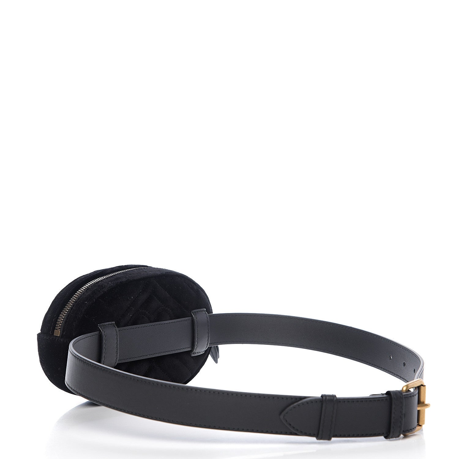 Gucci Velvet Matelasse GG Marmont Belt Bag 85 34 Black 2 of 9