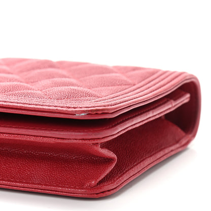 Chanel Caviar Quilted Boy Wallet On Chain WOC Red 10 of 16