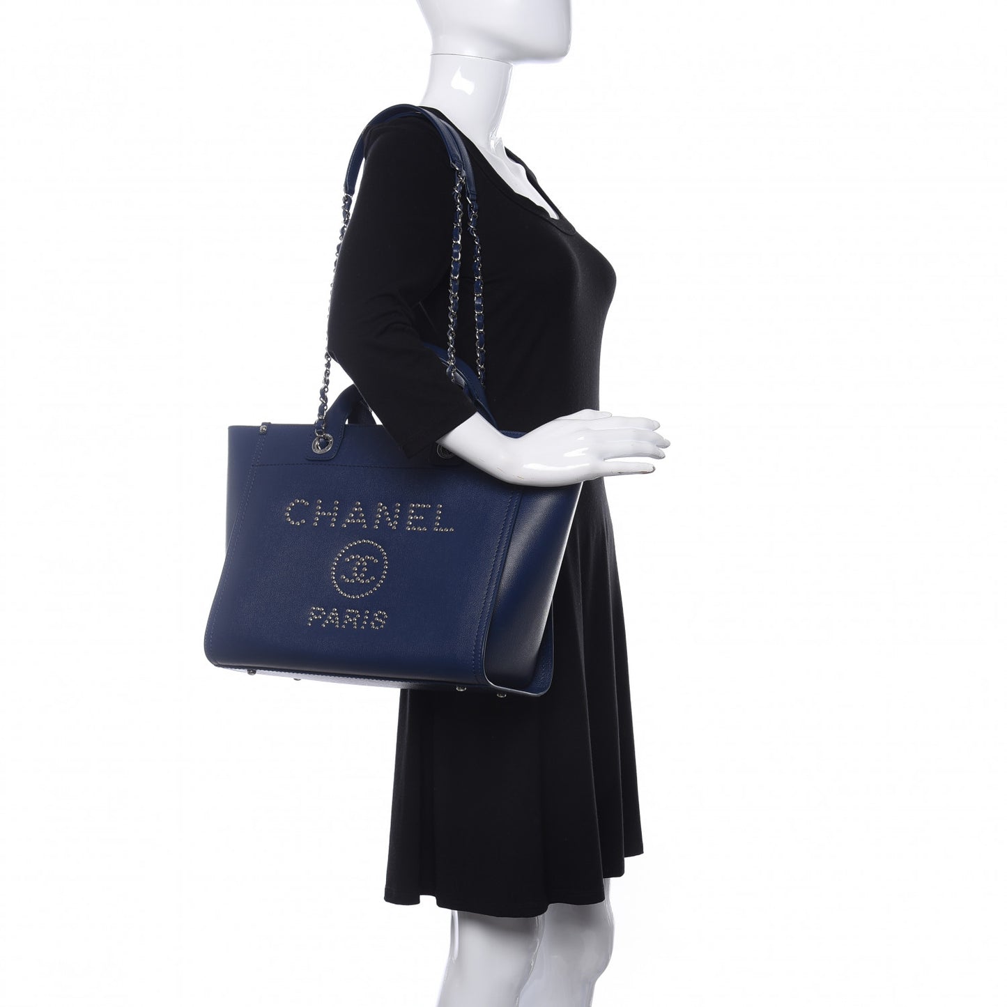 Caviar Small Studded Deauville Tote Navy