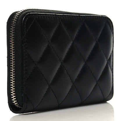 Chanel Lambskin Crystal Star Quilted Studded CC Zip Around Card Holder Wallet Black 3 of 8