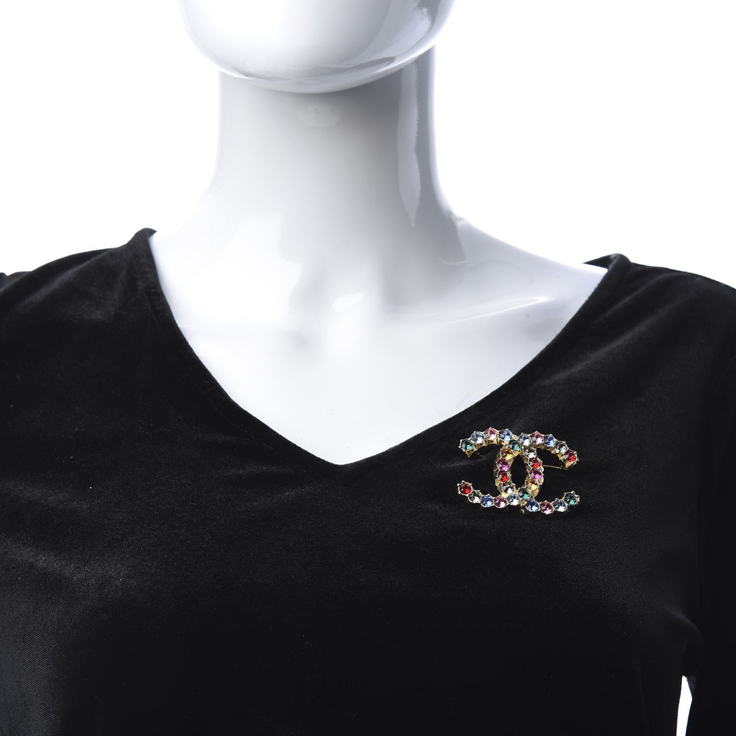 Chanel Crystal Over The Rainbow CC Brooch Gold Multicolor 2 of 5