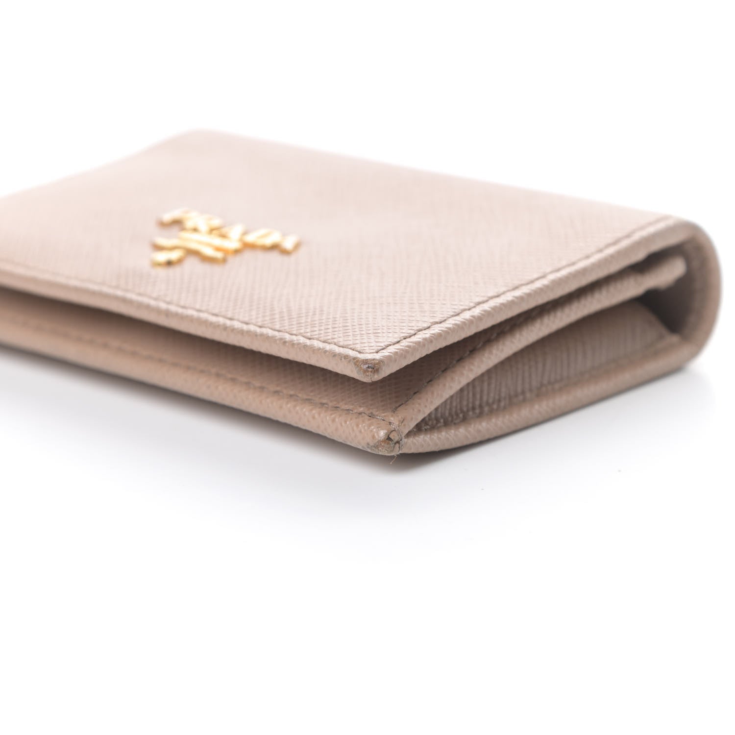 Prada Saffiano Metal Bi-Fold Card Holder Wallet Cammeo 9 of 11