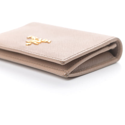 Prada Saffiano Metal Bi-Fold Card Holder Wallet Cammeo 9 of 11