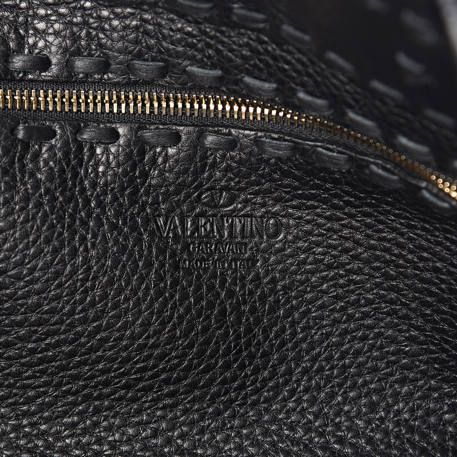 Valentino Garavani Grained Calfskin C-Rockee Fringe Tote Black 6 of 10