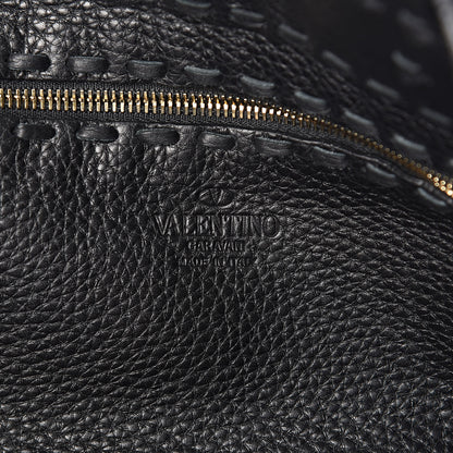 Valentino Garavani Grained Calfskin C-Rockee Fringe Tote Black 6 of 10