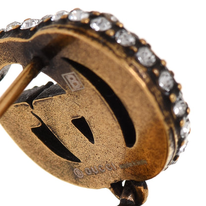 Gucci Crystal Double G Earrings Black Aged Gold 4 of 5