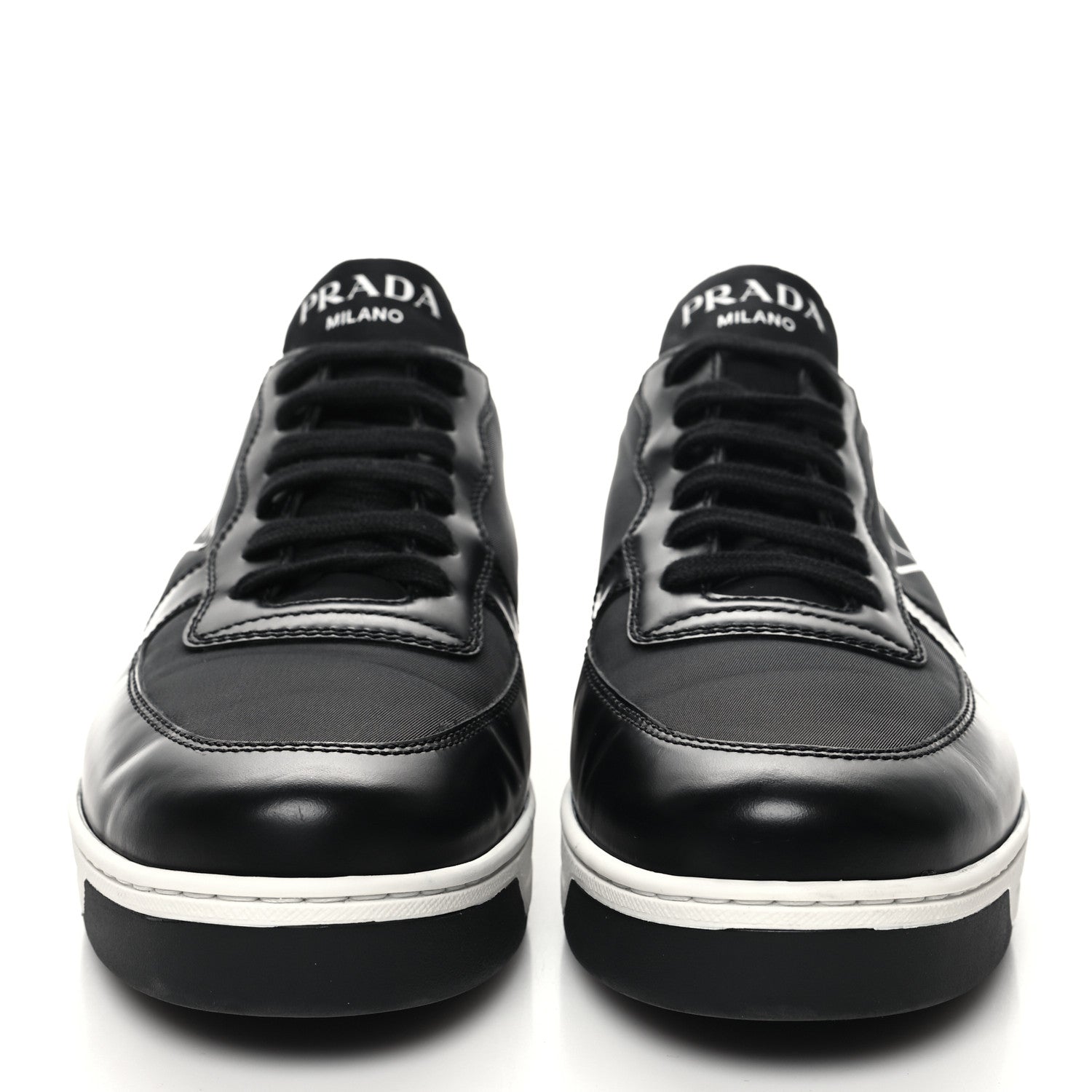 Prada Spazzolato Rois Re-Nylon Triangle Logo Womens Low Top Sneakers 38.5 Black 2 of 8