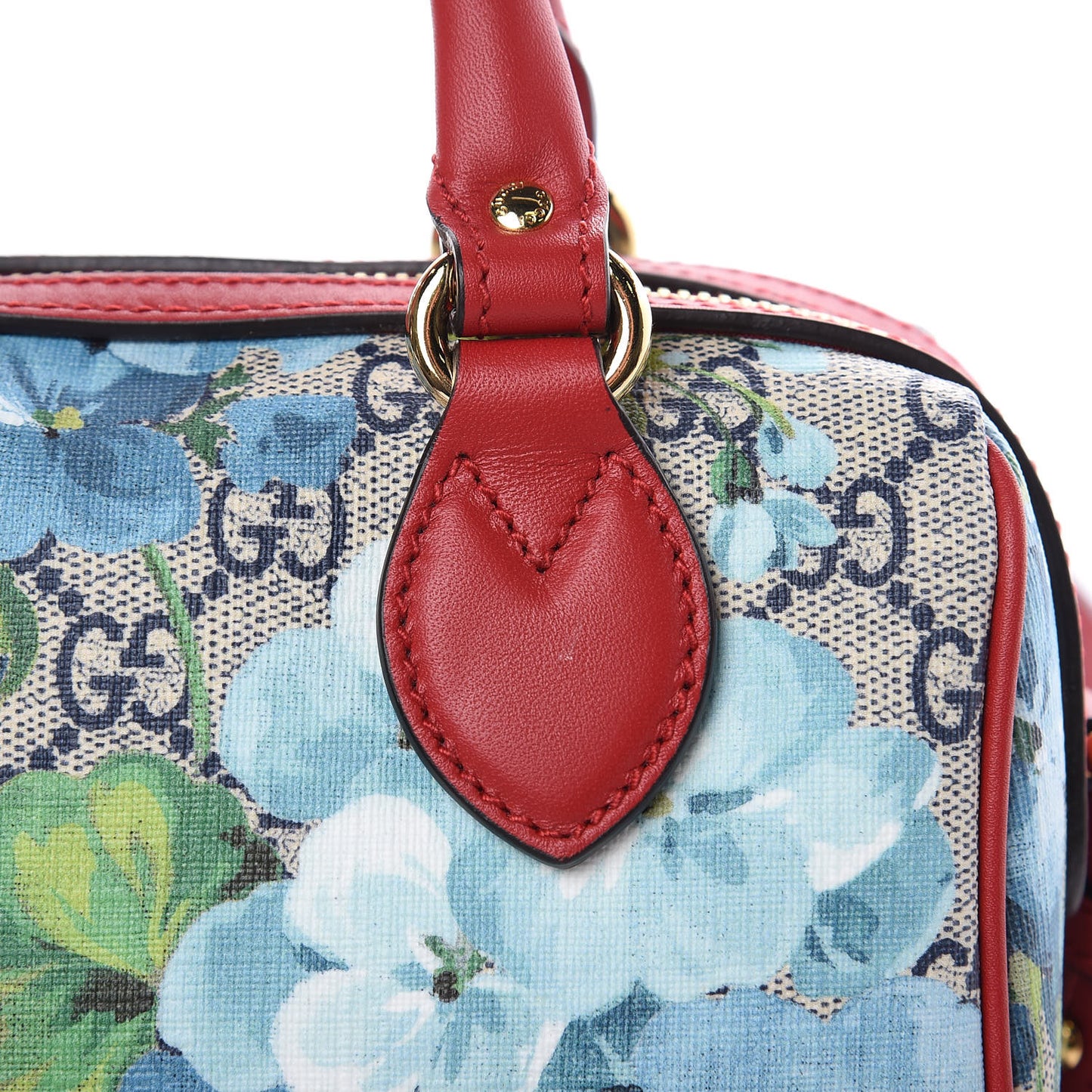 GG Supreme Monogram Blooms Mini Boston Navy Blue Hibiscus