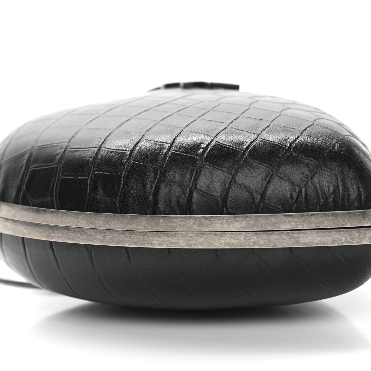 Calfskin Crocodile Embossed Monogram Love Box Bag Black