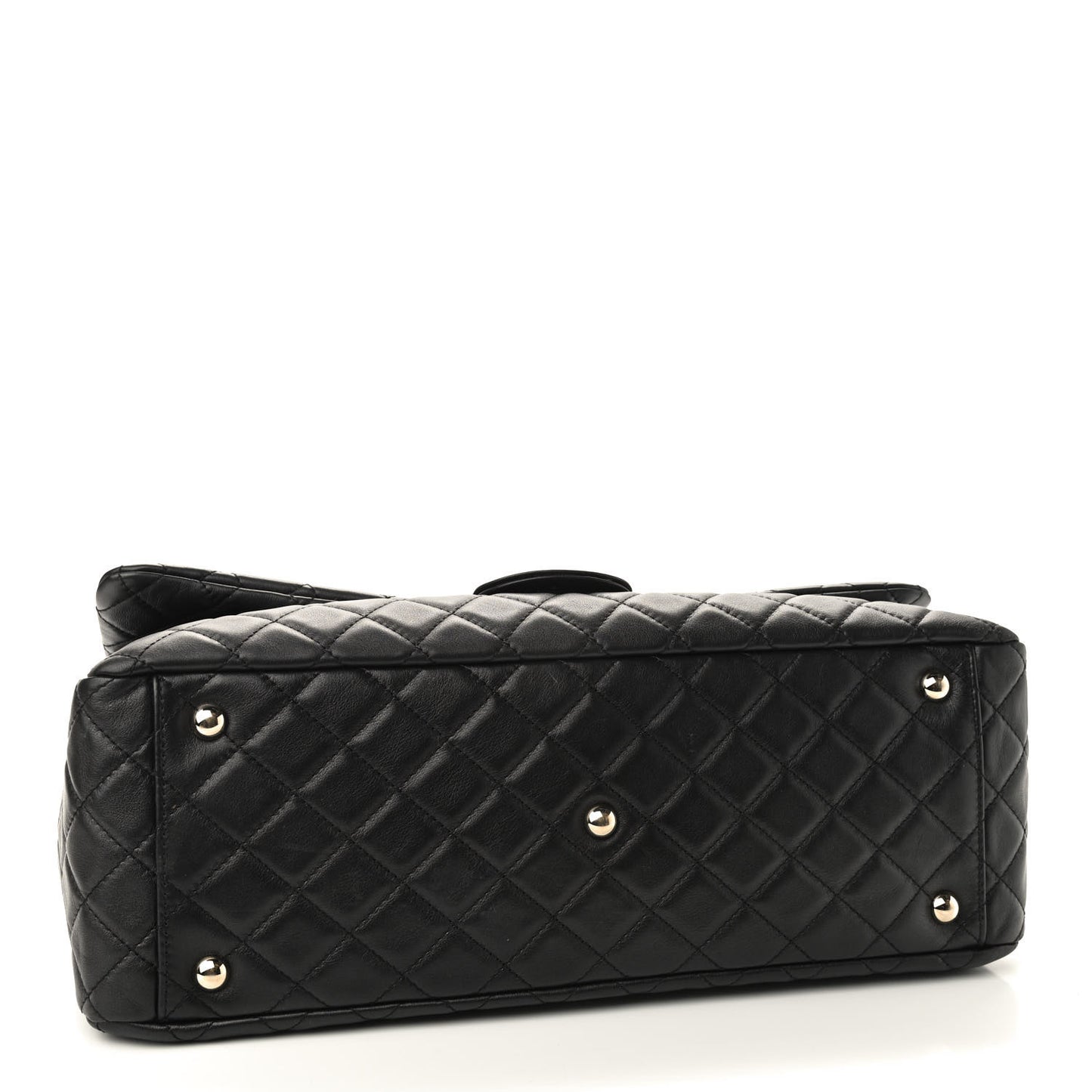 Calfskin Quilted XXL Travel Flap Bag Black