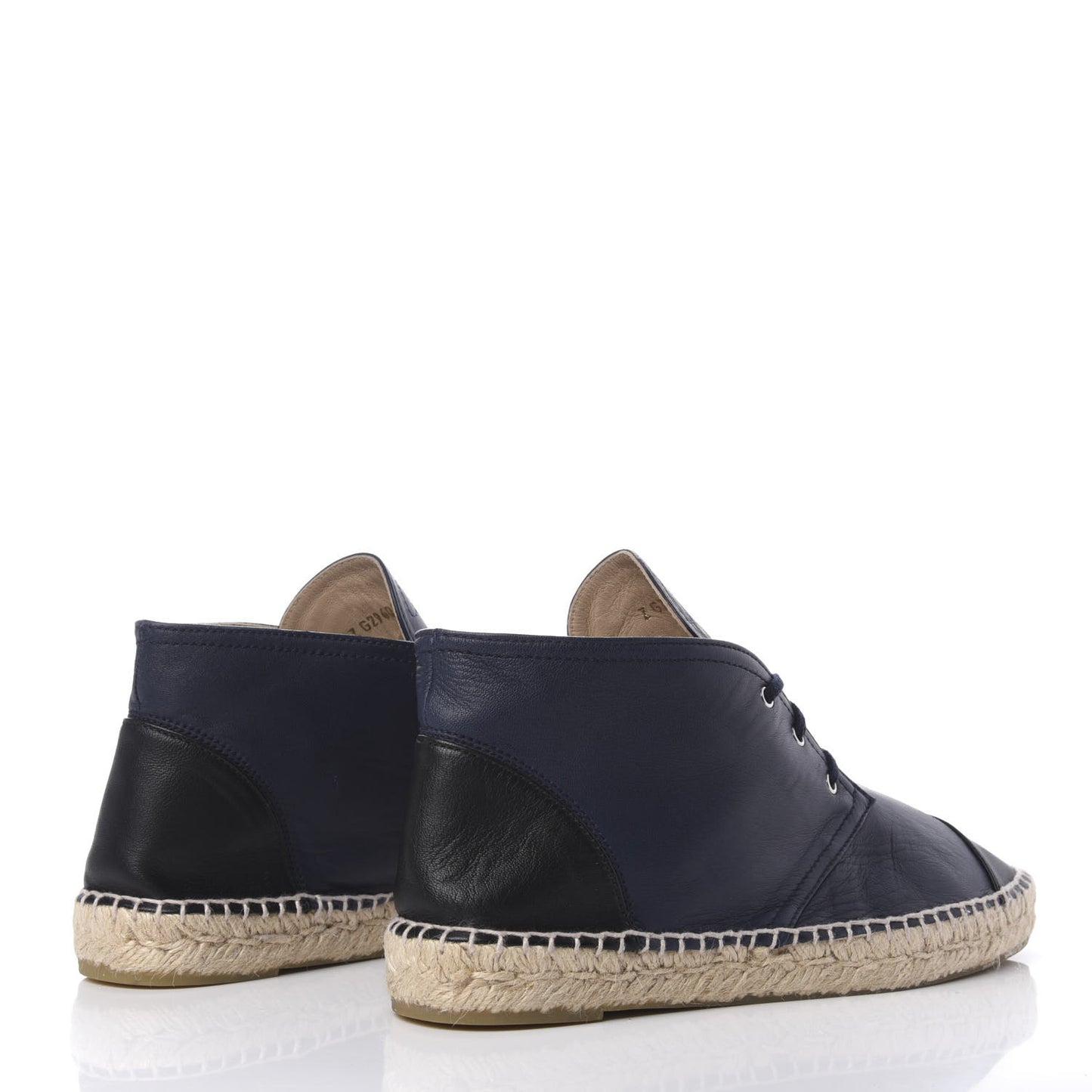 Lambskin Canvas Cap Toe Lace Up Espadrilles 42 Dark Navy Blue