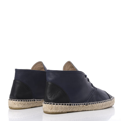 Chanel Lambskin Canvas Cap Toe Lace Up Espadrilles 42 Dark Navy Blue 4 of 9
