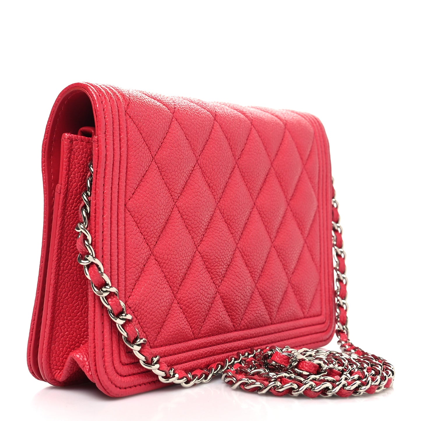 Caviar Quilted Boy Wallet On Chain WOC Fuchsia