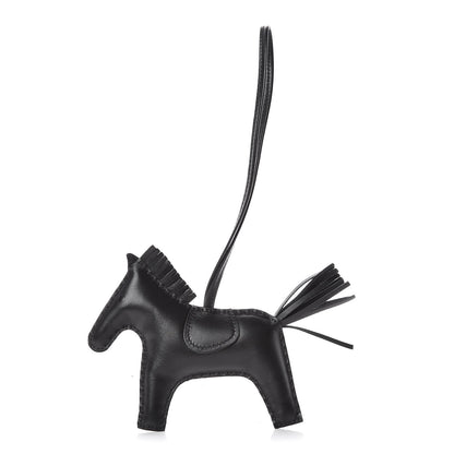 Hermes Milo Lambskin Grigri Rodeo Horse Bag Charm MM So Black 1 of 5
