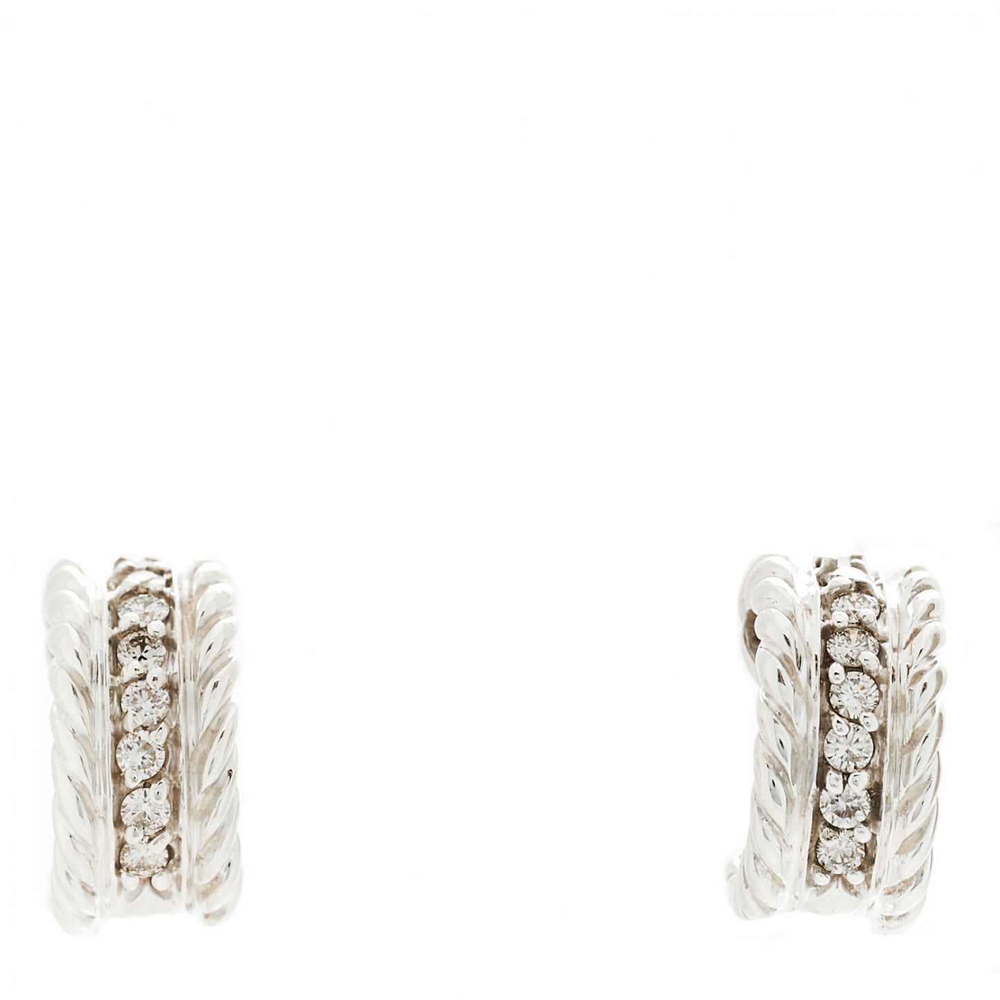 Sterling Silver Diamond 12mm Cable Hoop Earrings