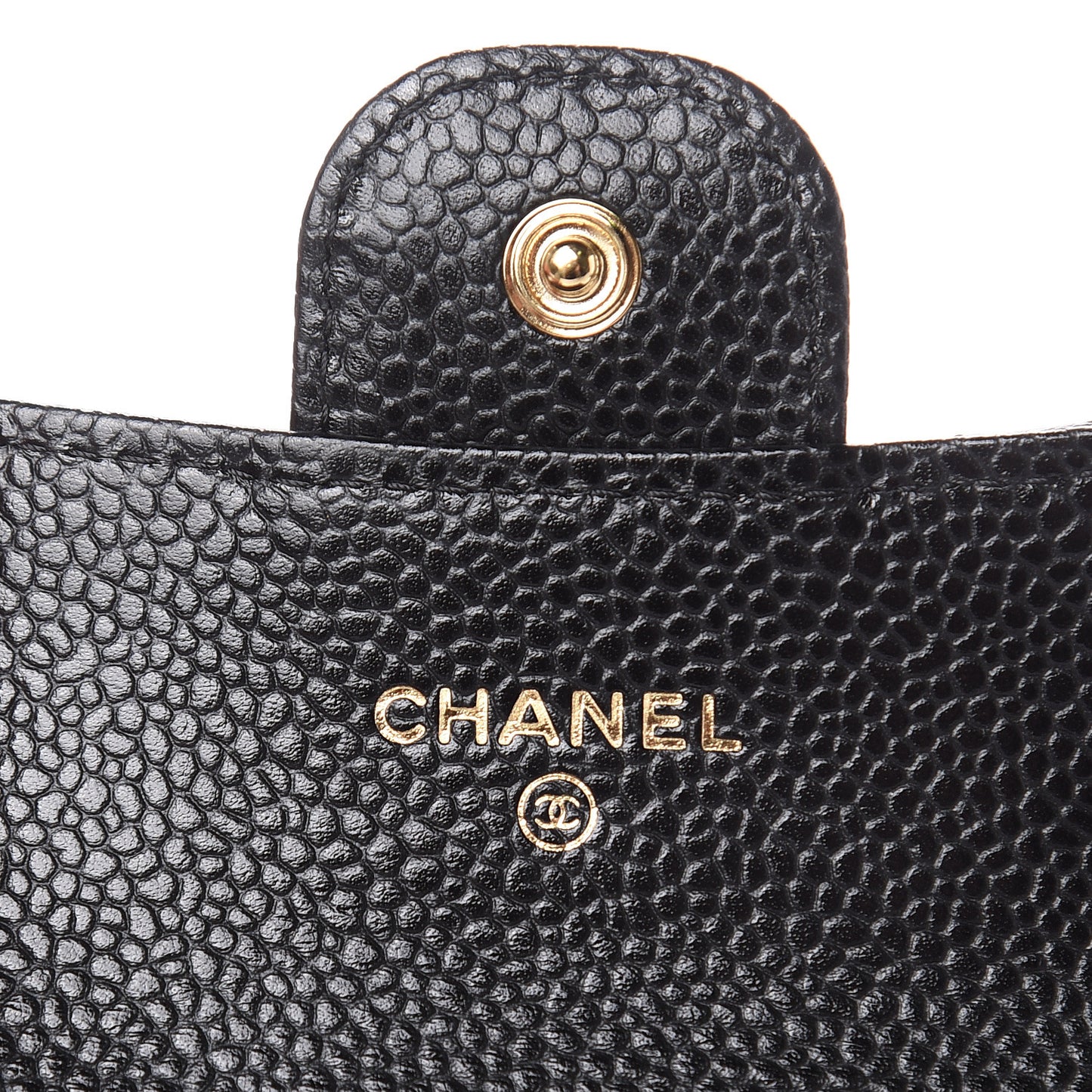 Caviar Quilted Flap Card Holder Black