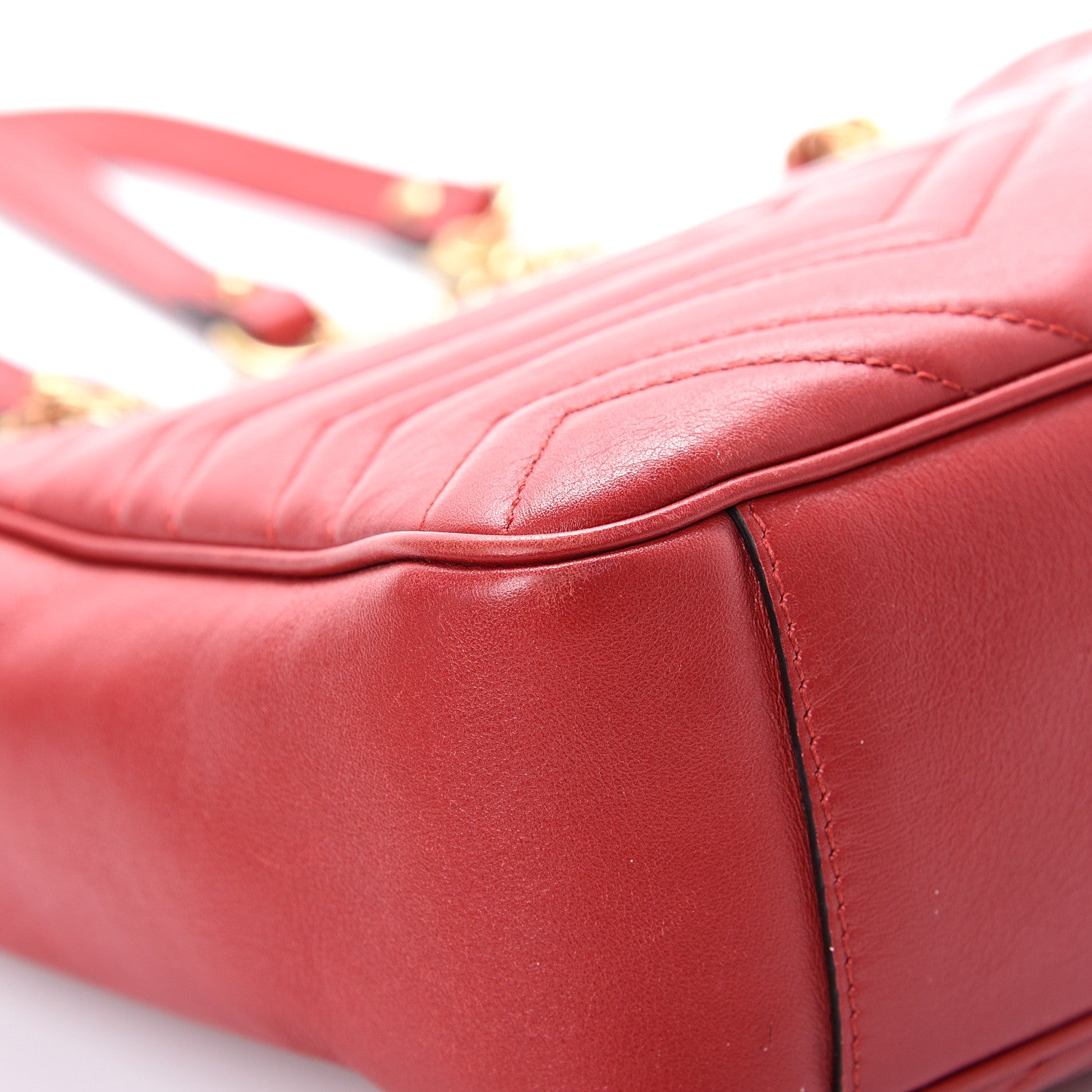 Gucci Calfskin Matelasse Medium GG Marmont Open Top Shoulder Bag Hibiscus Red 11 of 16
